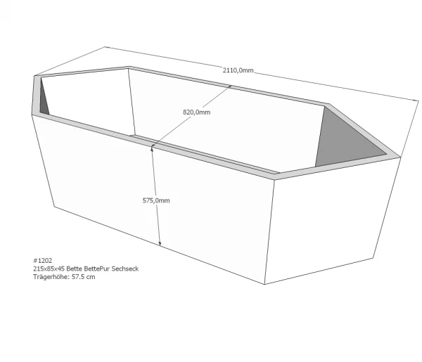 Neuesbad Wannenträger Für Bette Pur 215x85 6-Eck 1 Neuesbad Wannenträger Für Bette Pur 215x85 6-Eck