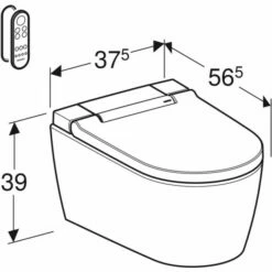 Geberit AquaClean Sela Wand-Dusch-WC Komplettanlage, Mit WC-Sitz Weiß-alpin, 146220111 -Grohe Verkauf 146 220 11 1 Dimensioned Perspective 600x600