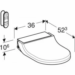 Geberit Geberit AquaClean Tuma Comfort WC-Aufsatz Glas Weiß, 146270SI1 -Grohe Verkauf 146 270 SI 1 Dimensioned Perspective 600x600
