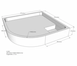 Neuesbad Wannenträger Für Bette Corner 100x100x6,5 Viertelkreis