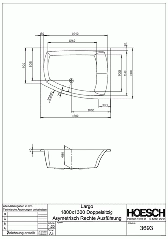 Hoesch Badewanne Largo Asymmetrisch 1800x1300 2 Hoesch Badewanne Largo Asymmetrisch 1800x1300 – Bild 2