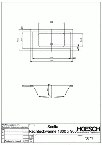Hoesch Badewanne Scelta 1800x900, Weiß 3 Hoesch Badewanne Scelta 1800x900, Weiß – Bild 3