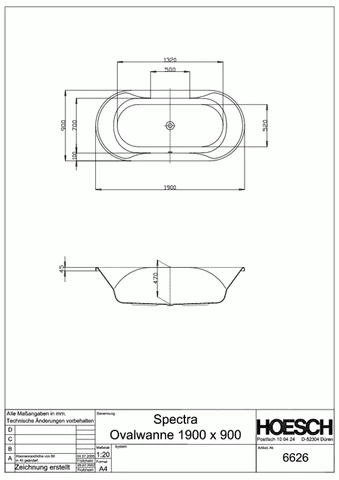 Hoesch Badewanne Spectra Oval 1900x900, Weiß 3 Hoesch Badewanne Spectra Oval 1900x900, Weiß – Bild 3
