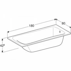 Geberit Renova Rechteckbadewanne 180x80x42,8cm, Weiß, 554206011 20 Geberit Renova Rechteckbadewanne 180x80x42,8cm, Weiß, 554206011 -Grohe Verkauf 554 206 01 1 Dimensioned Perspective 600x600