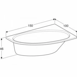 Geberit Asymmetrische Eckwanne Renova Nr. 1 657340, L: 1500, B: 1000 Mm, Weiss, 657340000 -Grohe Verkauf 657340000 Dimensioned Perspective 600x600