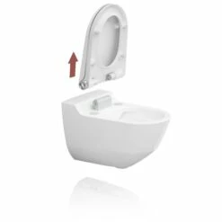LAUFEN CLEANET RIVA, Spülrandloses Dusch-WC, Tiefspüler, 35,5x60 Cm Wandhängend, 82069.1, 8206914000 -Grohe Verkauf Detail 13 Abnehmbarer Sitz Deckel Duroplast mit Absenkautomatik 2 600x600 1