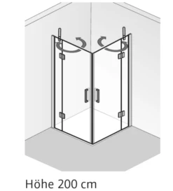 HSK Aperto Pro Eckeinstieg 4-teilig, Pendelbar, 2 Drehtüren