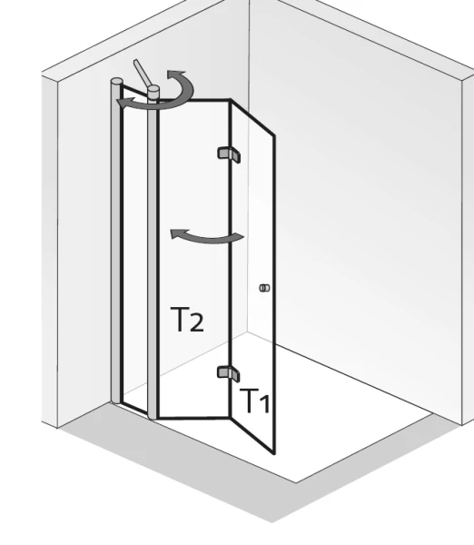 HSK Walk In Exklusiv Drehfalttür An Nebenteil 1 HSK Walk In Exklusiv Drehfalttür An Nebenteil