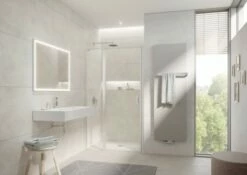 Kermi Pendeltür Liga 1GL 1230x1850, Silber Hochglanz ESG Klar Mit KermiClean