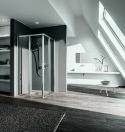 Kermi Eck-Halbteil Links Liga C2L 0780x2000, Silber Hochglanz, ESG Klar Mit KermiClean