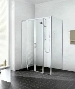 Kermi Gleittür Liga D4B 1900x1850 BV: 1860-1910, Silber Hochglanz ESG Klar Mit KermiClean -Grohe Verkauf KIMI LIGA LID4B14520VAK 01 600x600