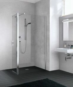 Kermi Walk-In Liga T1R 1100x1850, Silber Mattglanz, ESG Klar, LIT1R110181AK