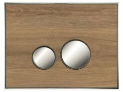 Neuesbad Betätigungsplatte Mit Runden Tasten, MDF, Farbe: Eiche Natur, Tasten: Chrom Glanz