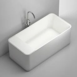 Neuesbad 140 Freistehende Mineralguss Badewanne, 1600x730x595mm