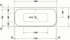 Duravit Happy D.2 Plus Whirlwanne Weiß / Graphit Supermatt 1800x800 Mm - 760449800CP1000 -Grohe Verkauf duv w 83548 600x600