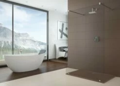 Hoesch Duschabtrennung One&One 1600 Vorwand, Everclean, Höhe 2100 Mm, Haltestange Eloxal Silber, 474