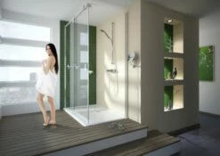 Hoesch Duschabtrennung Muna 1600x800 Li. Eckversion, Everclean, Haltestange Eloxal Silber, 9228626.1