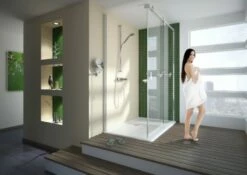 Hoesch Duschabtrennung Muna 1700x800 Re. Eckversion, Everclean, Haltestange Eloxal Silber, 9228727.1