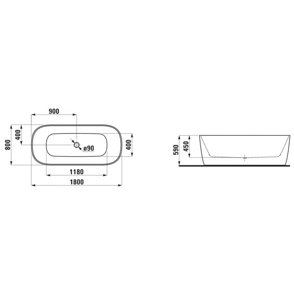 LAUFEN Freistehende Badewanne MEDA 800x1800x590mm 7 LAUFEN Freistehende Badewanne MEDA 800x1800x590mm – Bild 7