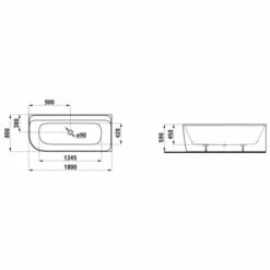 LAUFEN Freistehende Badewanne MEDA 800x1800x590mm, Eckversion -Grohe Verkauf ifv wh220115 600x600