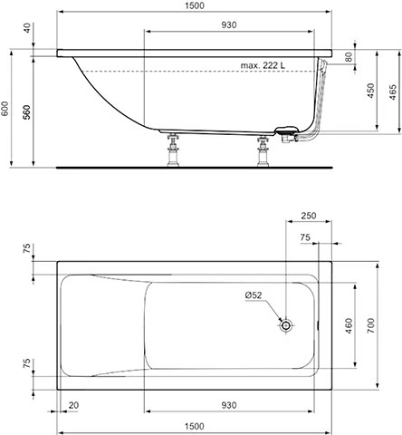 Ideal Standard Körperform-Badewanne Connect Air, 3 Ideal Standard Körperform-Badewanne Connect Air, – Bild 3