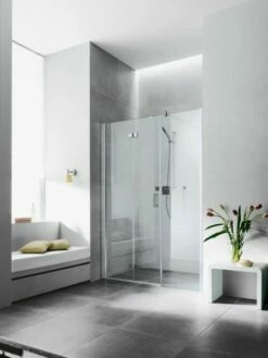 Kermi Pendel-Falttür Diga 2OL 1800x1850, Silber Hochglanz, ESG Opaco, DI2OL18018VUK