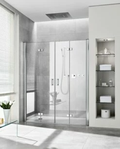 Kermi Pendel-Falttür Diga 2T4 1500x2000, Silber Hochglanz, ESG Opaco, DI2T415020VUK