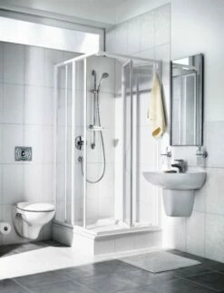 Kermi Eck-Halbteil Ibiza 2000 EF2 0750x2000, Silber Mattglanz, ESG Opaco, I2EF2075201UK