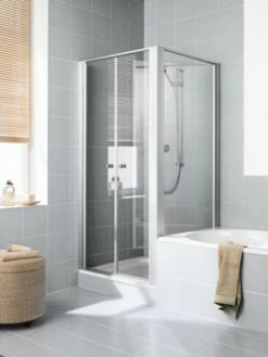 Kermi Seitenwand Ibiza 2000 TVL 0900x1600, Silber Mattglanz, ESG Opaco Mit KermiClean