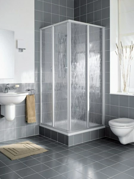 Kermi Eck-Halbteil Nova 2000 ED2 0750x2000, Silber Mattglanz, Kunstglas Kerolan Fontana 2 Kermi Eck-Halbteil Nova 2000 ED2 0750x2000, Silber Mattglanz, Kunstglas Kerolan Fontana – Bild 2