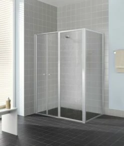 Kermi Pendeltür Nova 2000 PFR 1200x1850, Silber Mattglanz, Kunstglas Kerolan Fontana