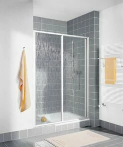 Kermi Gleittür Nova 2000 ST2 1200x1750, Silber Mattglanz, Kunstglas Kerolan Fontana