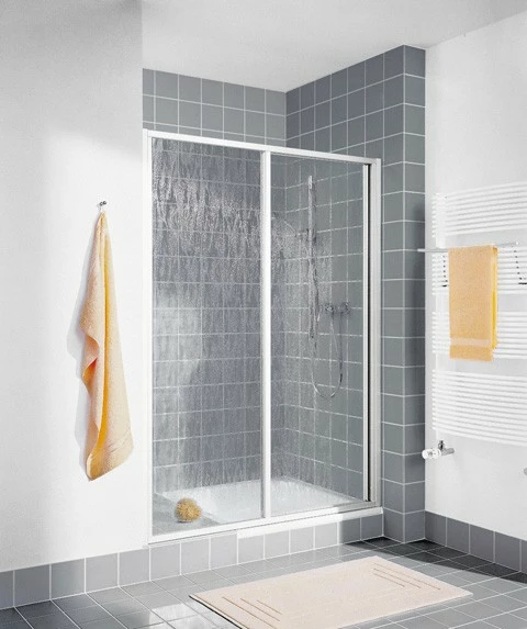 Kermi Gleittür Nova 2000 ST2 1200x1750, Silber Mattglanz, Kunstglas Kerolan Fontana 1 Kermi Gleittür Nova 2000 ST2 1200x1750, Silber Mattglanz, Kunstglas Kerolan Fontana