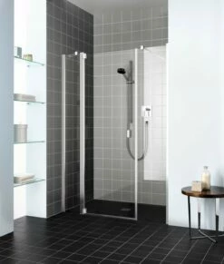 Kermi Pendeltür Raya 1AL 1430x1850, Silber Hochglanz, ESG Opaco Mit KermiClean, RA1AL