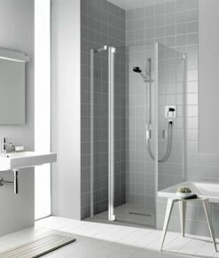 Kermi Pendeltür Raya 1NR 0900x1850, Silber Mattglanz, ESG Klar Mit KermiClean, RA1NR090181PK