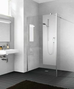 Kermi Festfeld Walk-In XB FFW 0400x2000, Silber Hochglanz, ESG Spiegelglas, XBFFW04020VJK