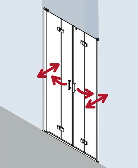 Kermi Pendel-Falttür Diga 2T4 1500x2000, Silber Hochglanz, ESG Opaco, DI2T415020VUK 2 Kermi Pendel-Falttür Diga 2T4 1500x2000, Silber Hochglanz, ESG Opaco, DI2T415020VUK – Bild 2