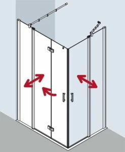 Kermi Eck-Halbteil Links Diga F2L 1300x2000, Silber Hochglanz, ESG Klar, DIF2L13020VAK -Grohe Verkauf kiu diga dif2l diepr 03 600x600