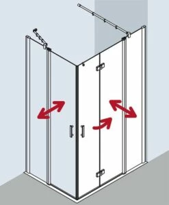 Kermi Eck-Halbteil Links Diga F2L 1300x2000, Silber Hochglanz, ESG Klar, DIF2L13020VAK -Grohe Verkauf kiu diga dif2r diepl 03 600x600