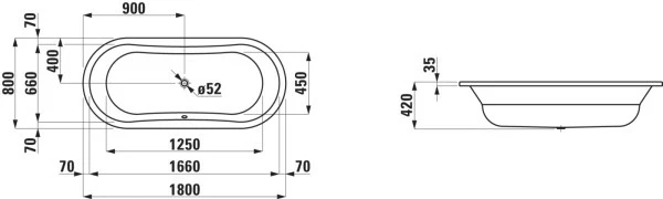 LAUFEN Einbau-Badewanne, Thallium, 1800x800x420, Weiß, Ohne Antislip, 22508.0, 2250800000401 2 LAUFEN Einbau-Badewanne, Thallium, 1800x800x420, Weiß, Ohne Antislip, 22508.0, 2250800000401 – Bild 2