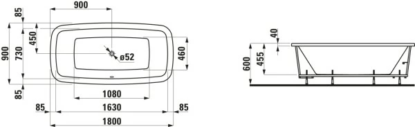 LAUFEN Badewanne Palomba Collection, 1800x900x455, Einbauversion,weiß, 23280.1, 2328010000001 2 LAUFEN Badewanne Palomba Collection, 1800x900x455, Einbauversion,weiß, 23280.1, 2328010000001 – Bild 2
