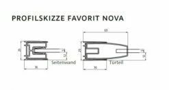 HSK Favorit Nova Drehtür An Nebenteil, 2-teilig -Grohe Verkauf profilskizze favorit nova 600x600