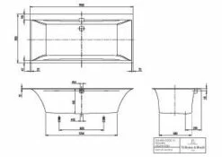 Villeroy & Boch Badewanne Rechteck Squaro Edge 12 1900 X 900, Weiss, UBQ190SQE2DV-01 -Grohe Verkauf vbv xx ubq190sqe2 600x600